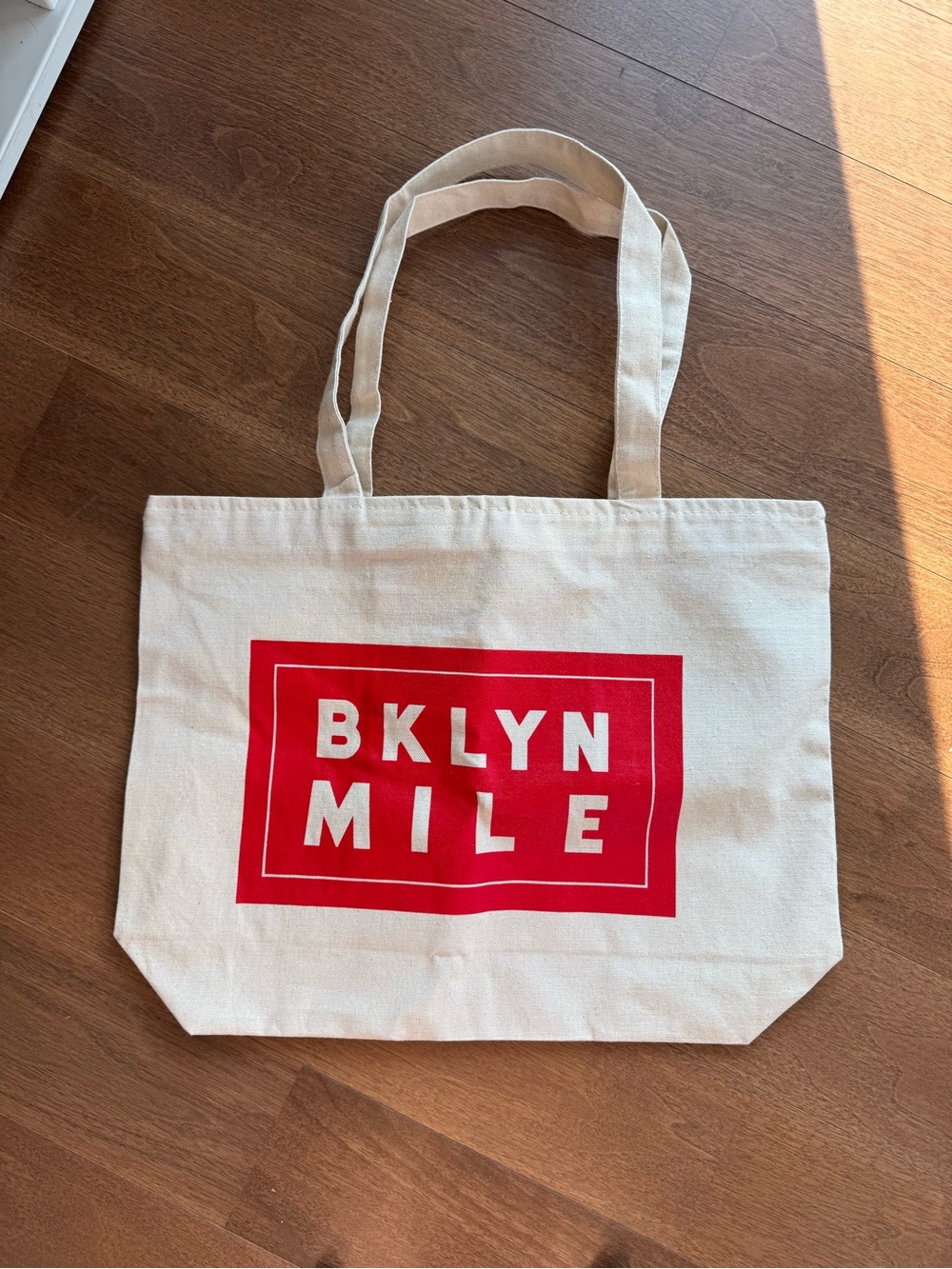 Canvas Tote Bag in Natural with Red Logo